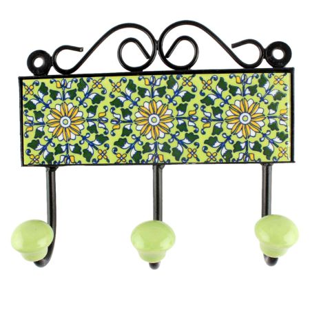 Forest Green Leaf Ceramic Tile Hook